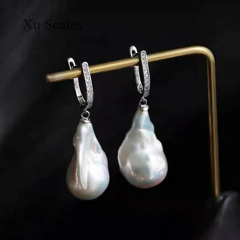 Natural Fresh Water Irregular Shape Baroque Pearl Earrings