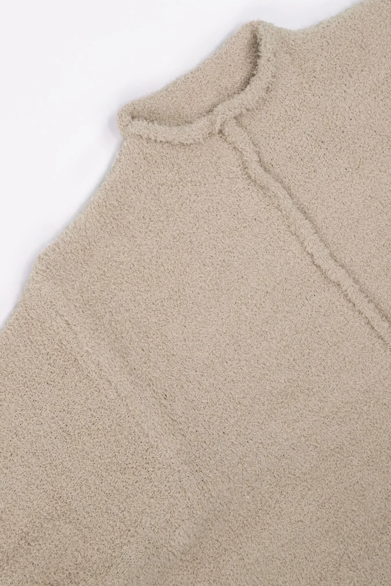 Women's Beige Oversized Knit Two-Piece Set with Half-Zip Sweater