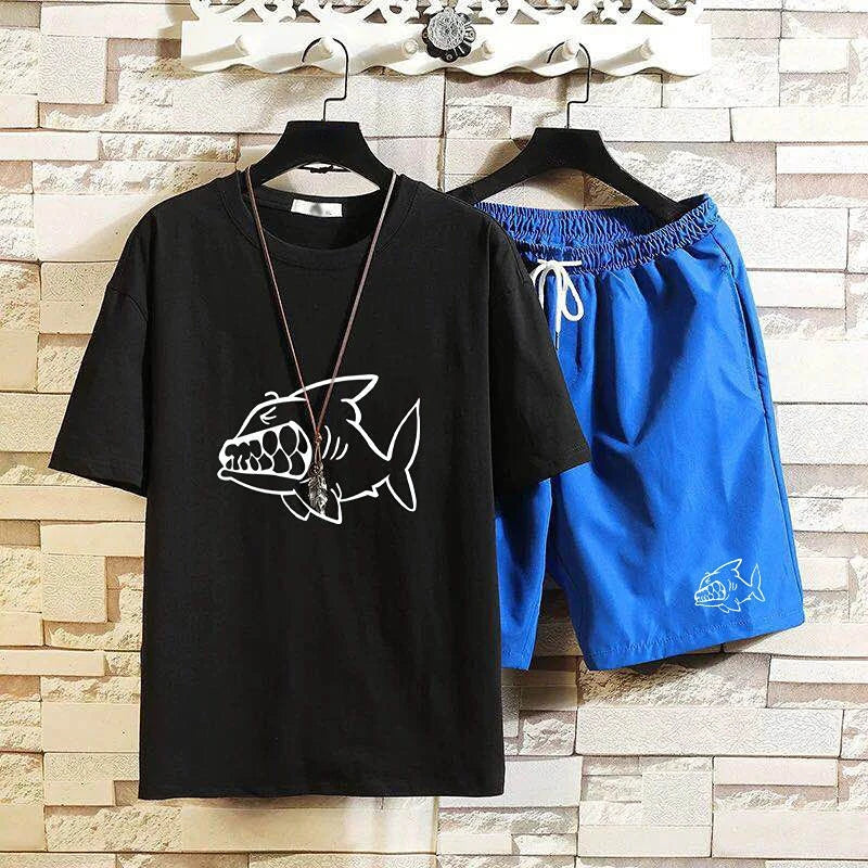 Men's Shorts Sets New InSlim Fit T Shirt  Graphic Stretch