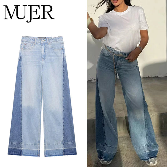 MUJER Blue Baggy Jeans for Women