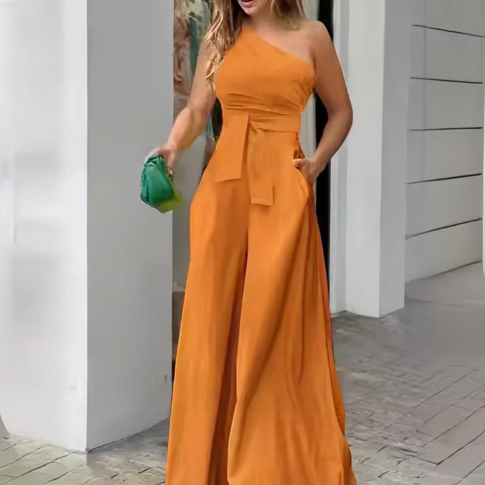 Women's Jumpsuit  Lace-up Irregular Off-The-Shoulder