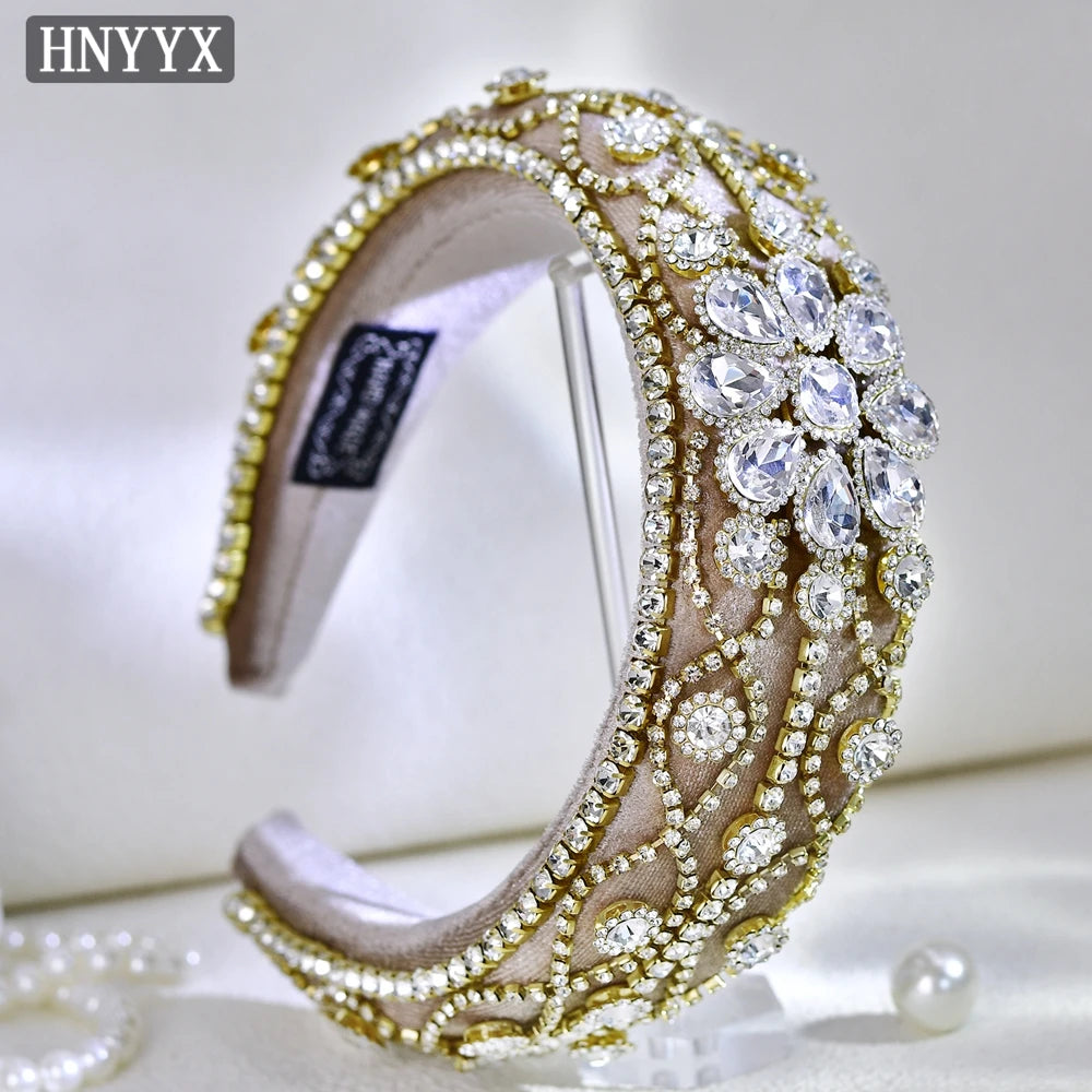 Baroque Rhinestone Hair Accessories Thickened Sponge Headband