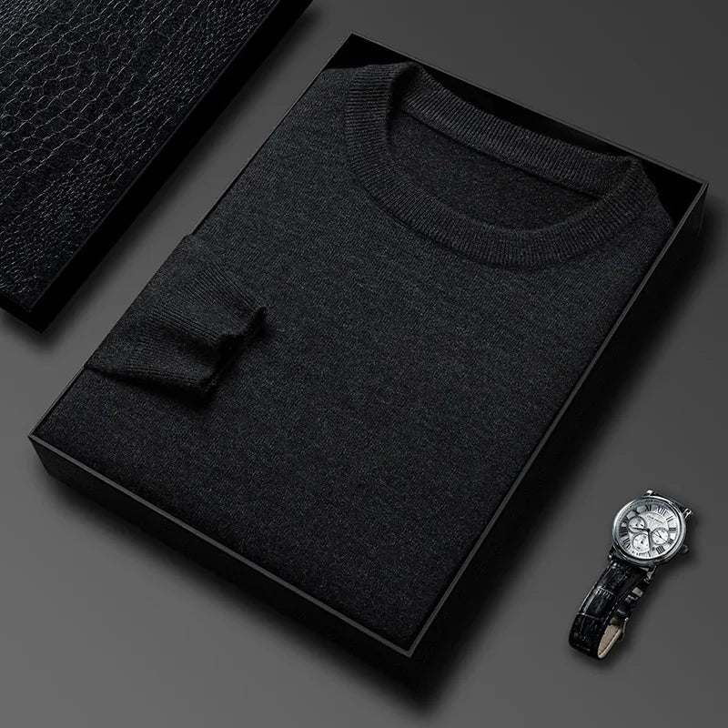 Men's Casual Sweater Round Neck Long Sleeve Knitted Sweater