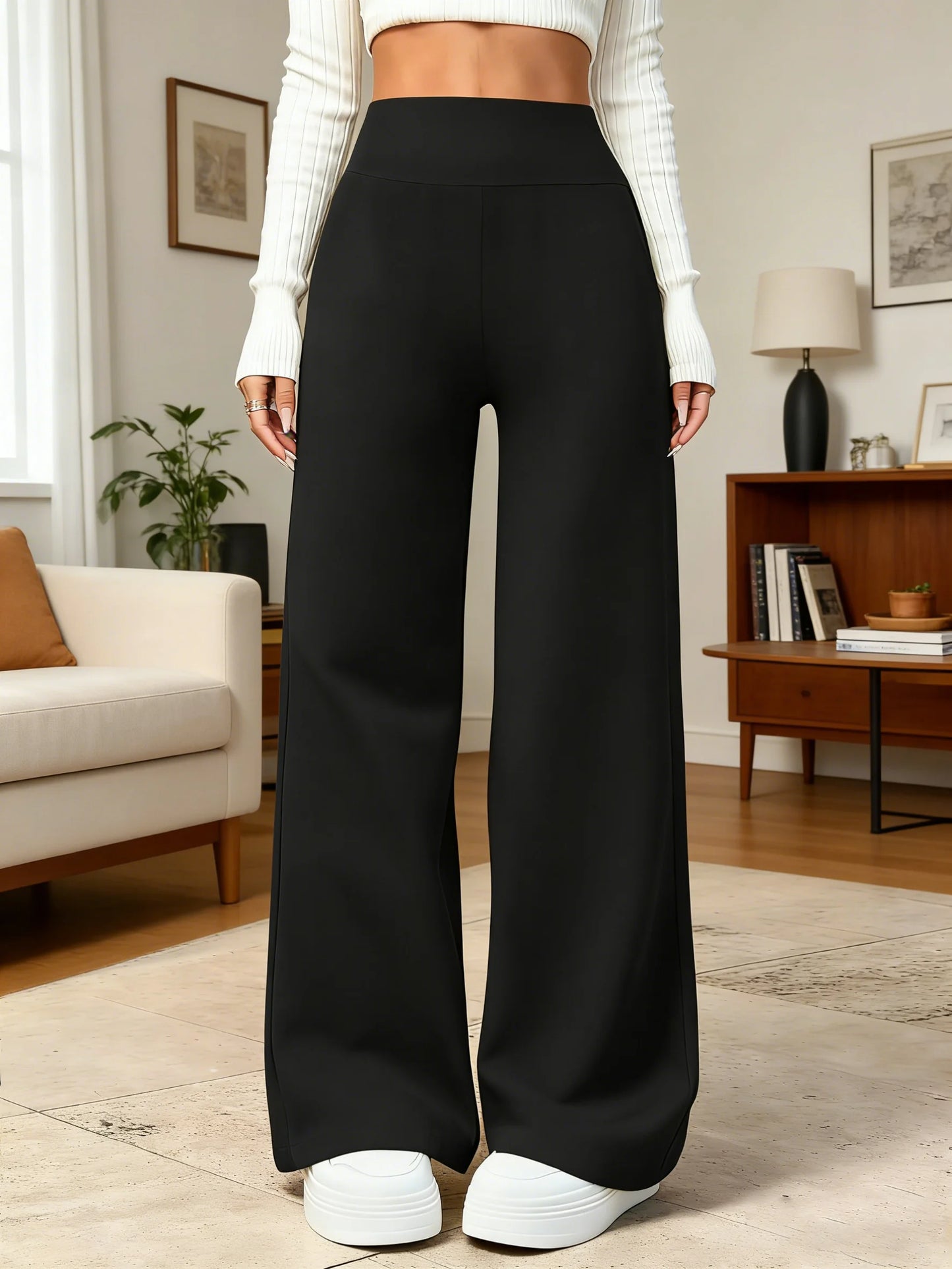 Women's high-waisted wide-leg pants, loose and slimming