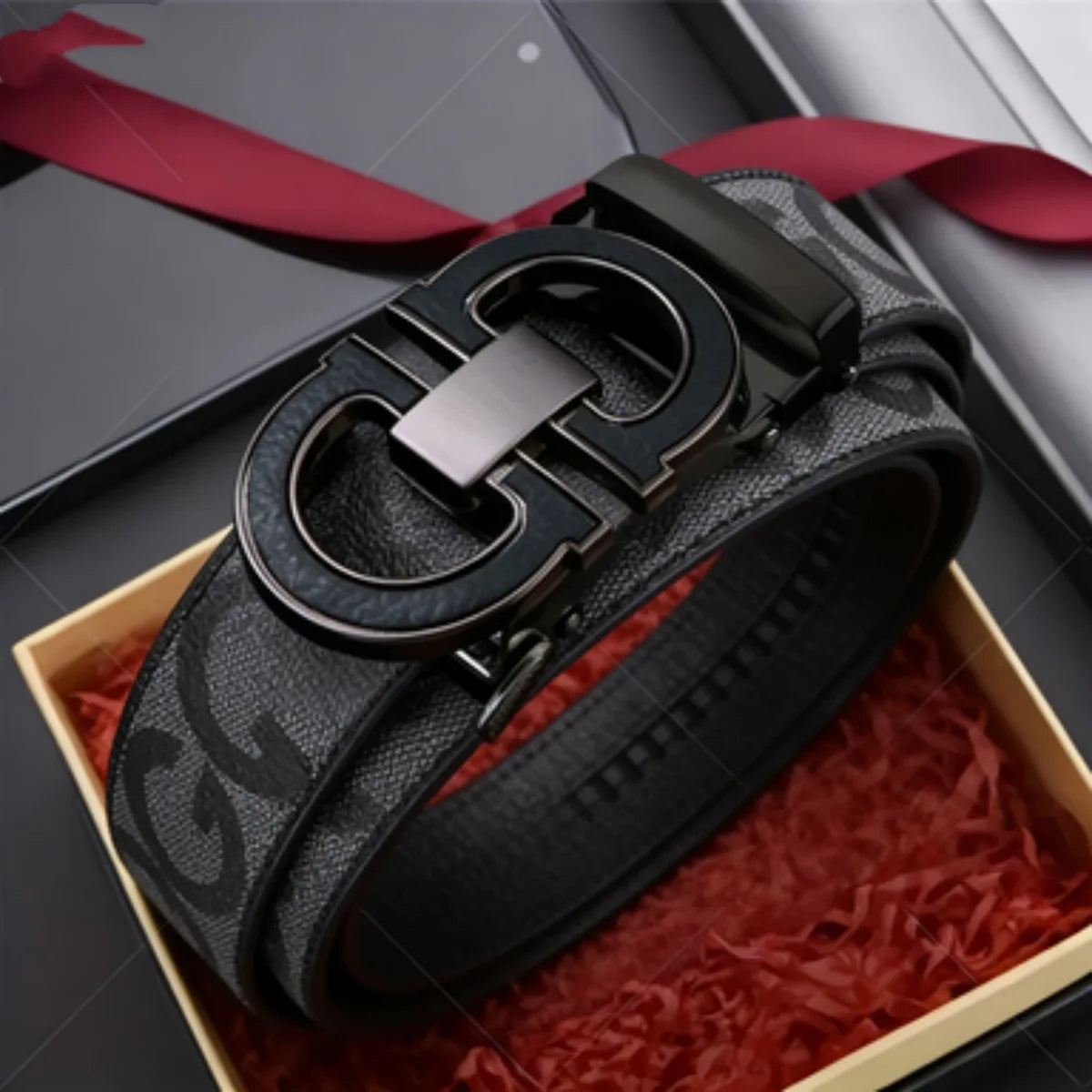Formal Leather Canvas Belt  Metal Automatic Buckle unisex