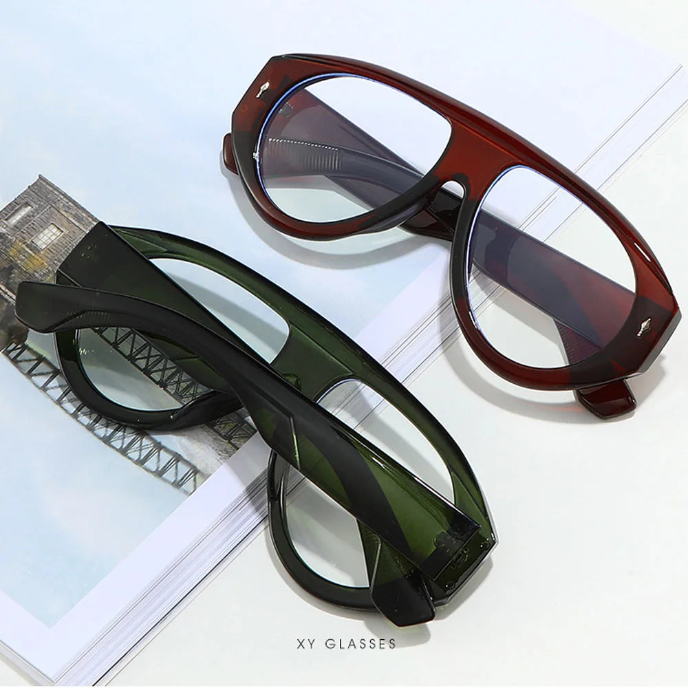 Women's Vintage Oversize Square Computer Glasses Anti-Blue Light