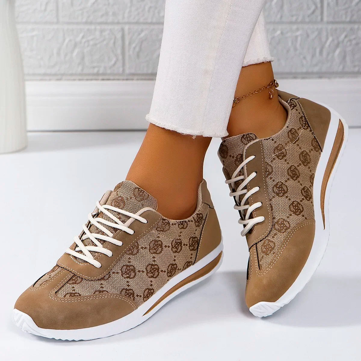 Women Sneakers  Casual Comfortable Lace Up Walking Shoes