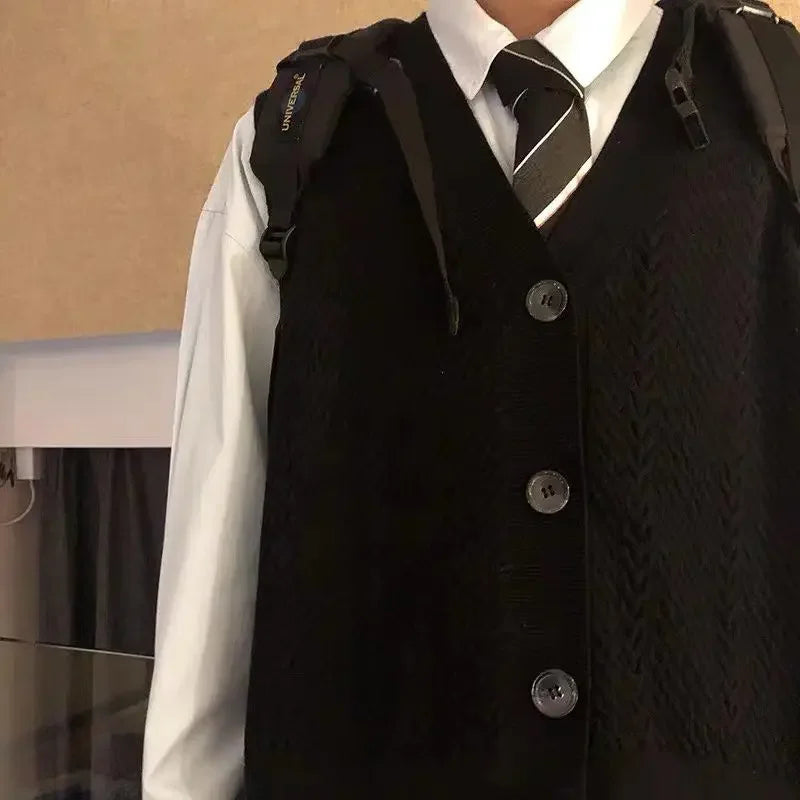 Man  Sleeveless Vest Knitted Sweaters Cardigan