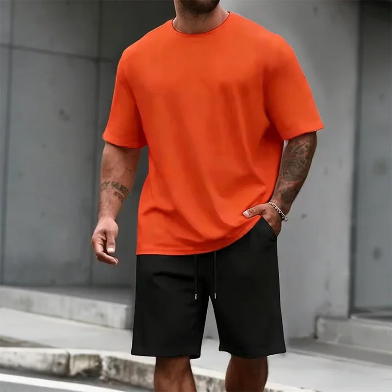 Men's Set O-Neck T-shirt & Sports Shorts