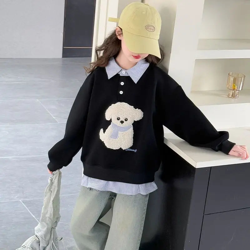Sweatshirt Girls Two-Piece Polo Hoodie