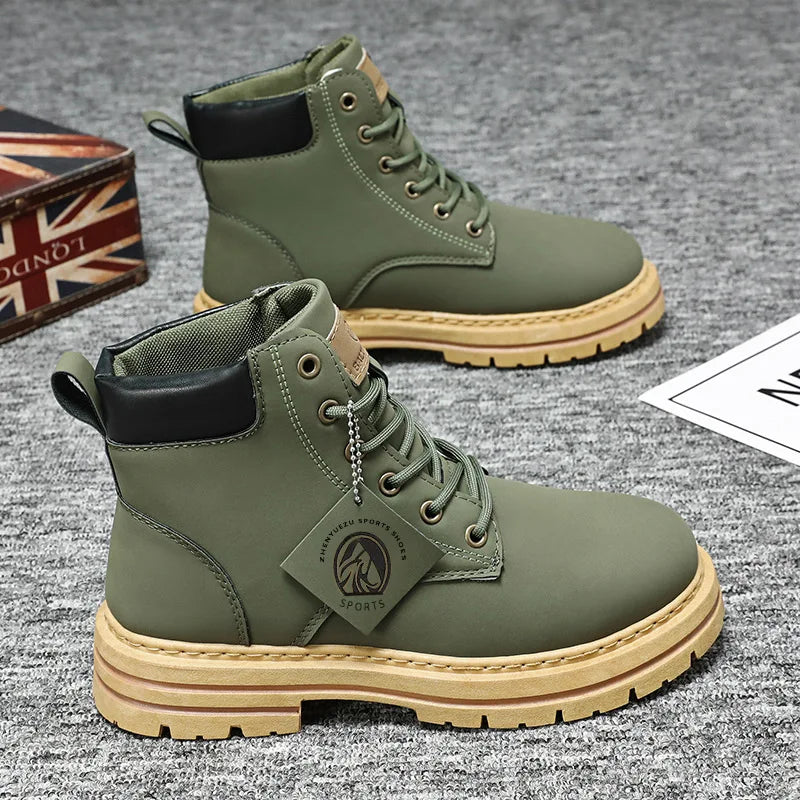 High Top Boots Men's Leather Shoes