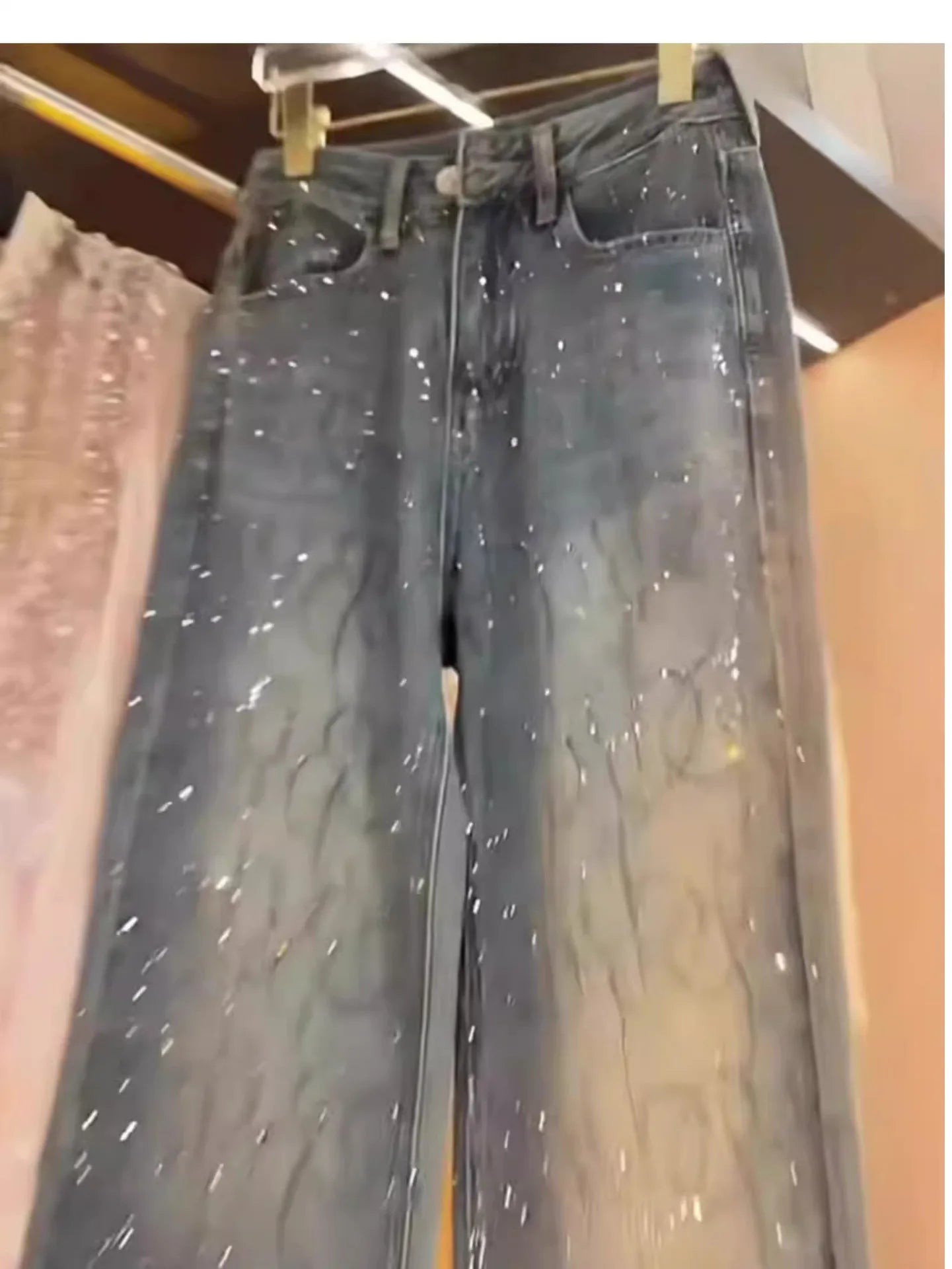 Women's Jeans  Heavy Industry High-end Versatile High-waisted Slim Straight Pants