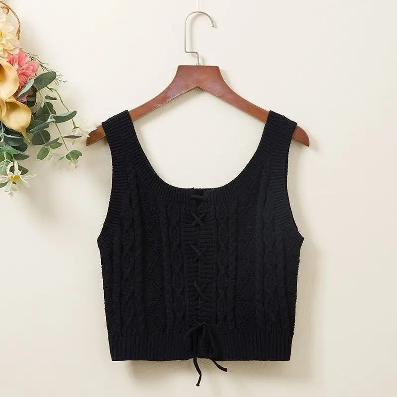 Women's Knitted Vest High Waist ort Sle Two-Sided Wear