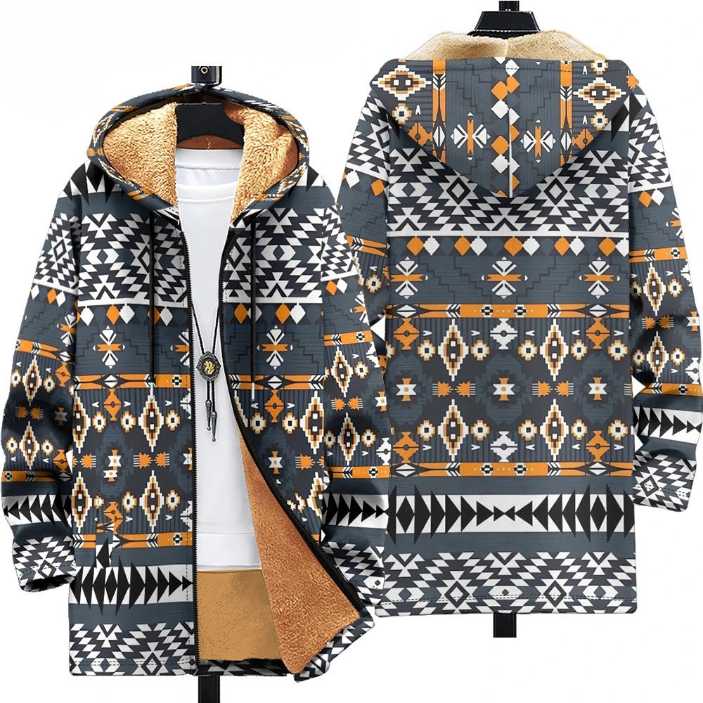 Men Cardigans Coats Retro Aztecs Printed
