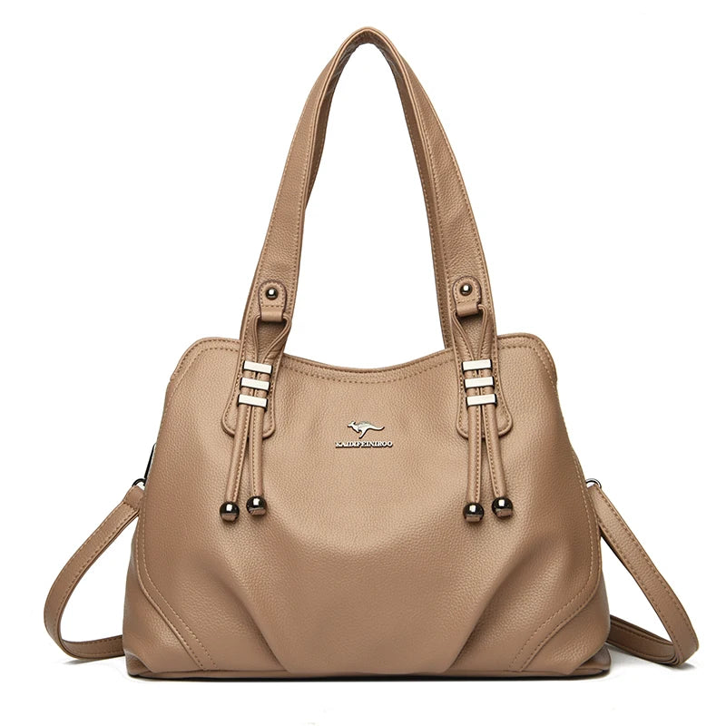 Genuine Soft Leather Handbags for Women Vintage Shoulder Tote Bag Luxury
