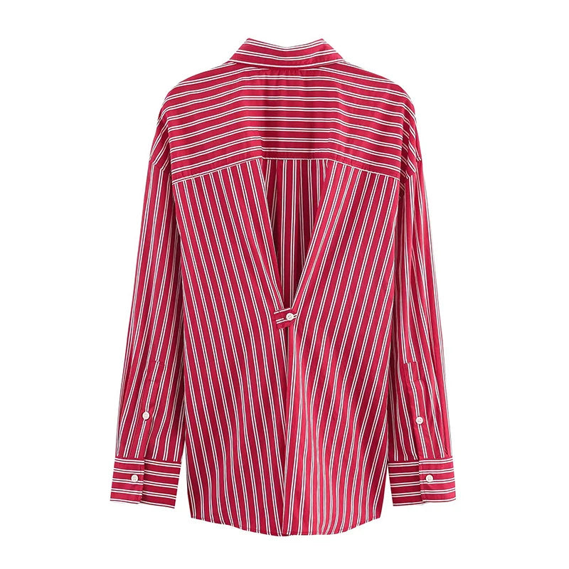 Woman Blouses Stripe Shirts Long Sleeve  Casual  Button Up Shirts
