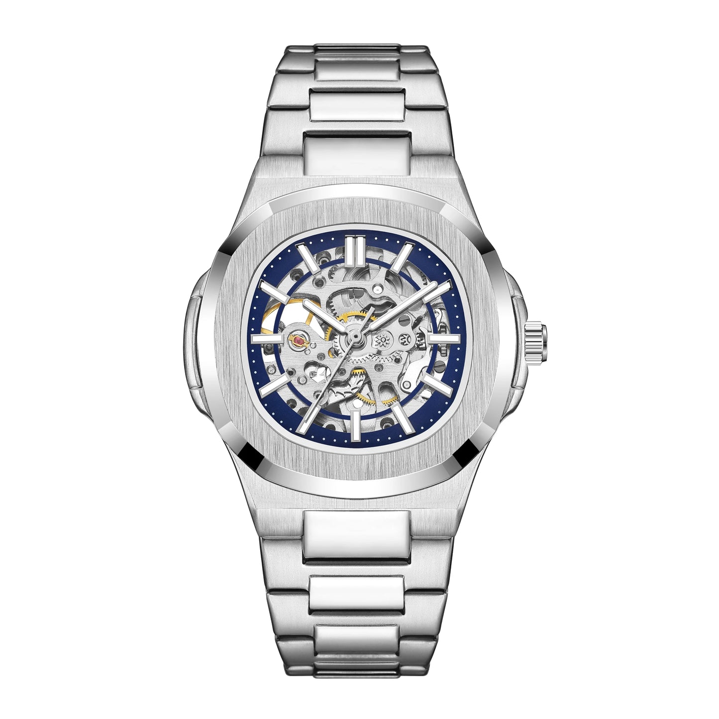 Luxury Automatic Watch For Men Mechanical Wristwatch Skeleton Stainless Steel