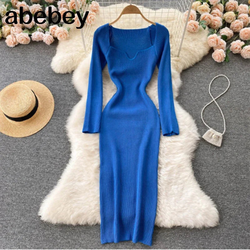 Sexy Strapless Ribbed Knitted Bodycon Dress