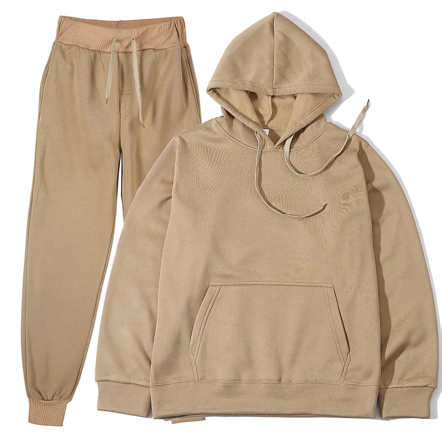 New Solid Color Hoodie+pants Two-piece set
