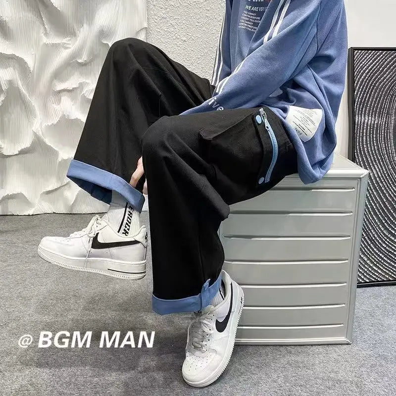 Men's Brand Street-fried Wide-leg Pants Nine-point Pants