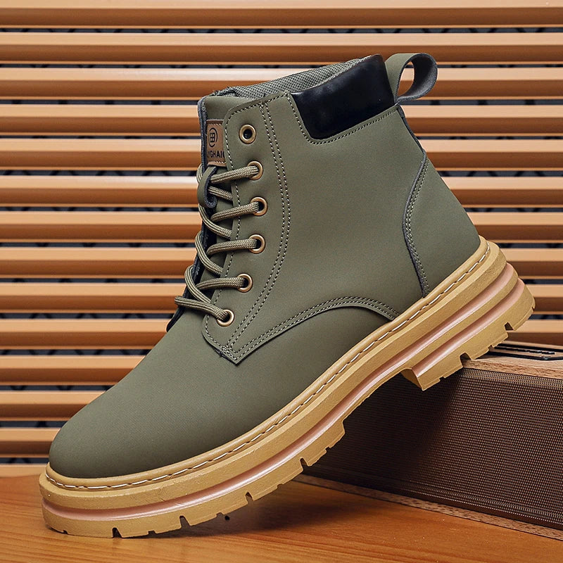 Men's Boots, Retro English-style Dark Brown Boots, Men's High-top Casual Sneakers