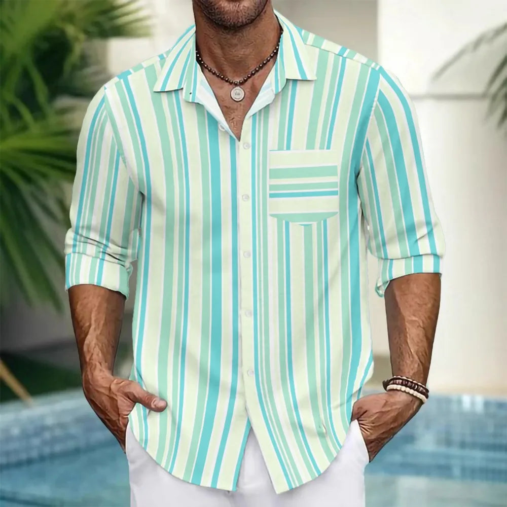 Button Up Shirts Seafoam Striped