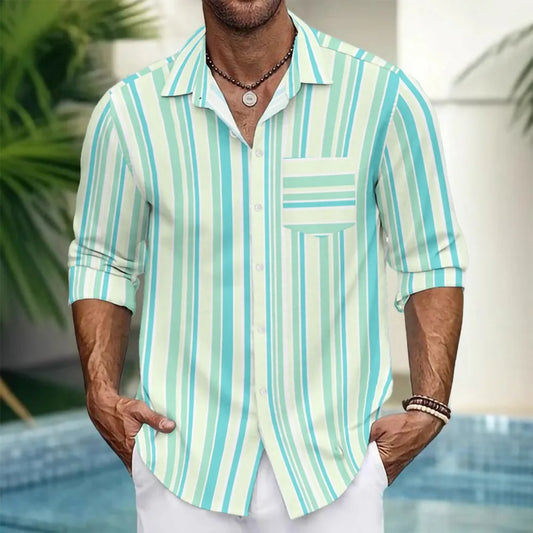 Button Up Shirts Seafoam Striped