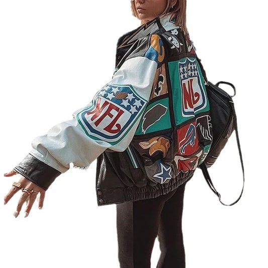 New Women's Baseball Jacket  Casual Loose Outerwear Coat