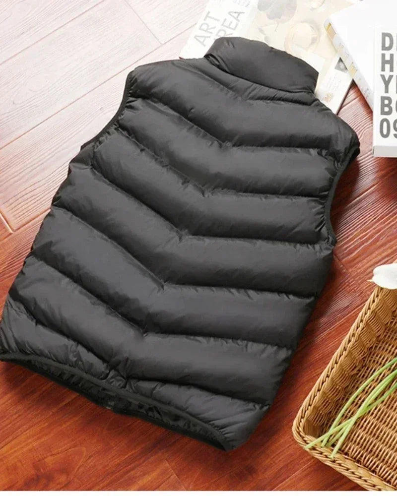 Puffer Sleeveless Coats Mens Solid Color Down Jacket