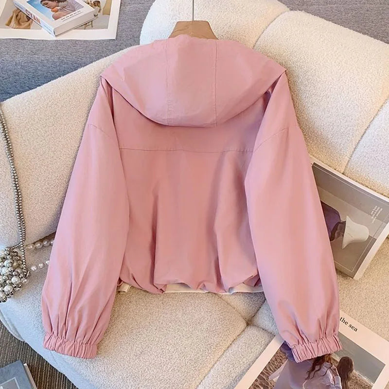 Hooded Windbreaker Casual Short Coat Outwear