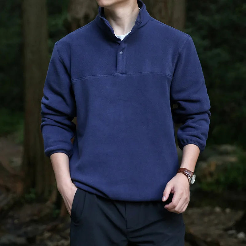 Men Sweatshirt Turtleneck Half Button