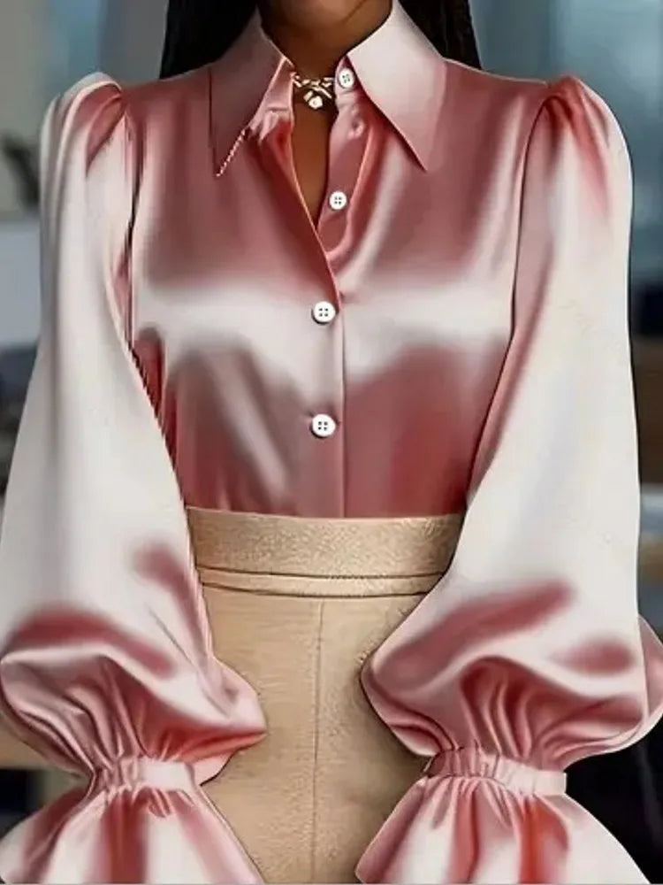Long Sleeve Blouse Office Elegant Work Shirt