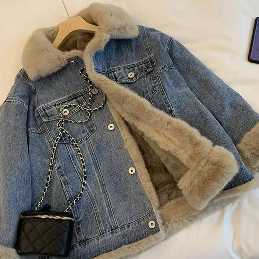 Denim Coats Turn Down Collar Jackets