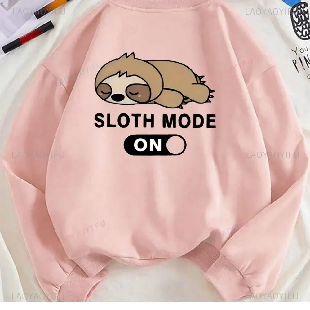 Womens Sloth Graphic Sweatshirt Lightweight  Casual Round Neck Long Sleeve Pullover