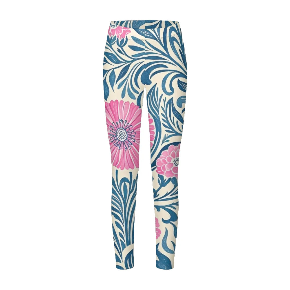 Women's High-Waisted Leggings with Botanical Print