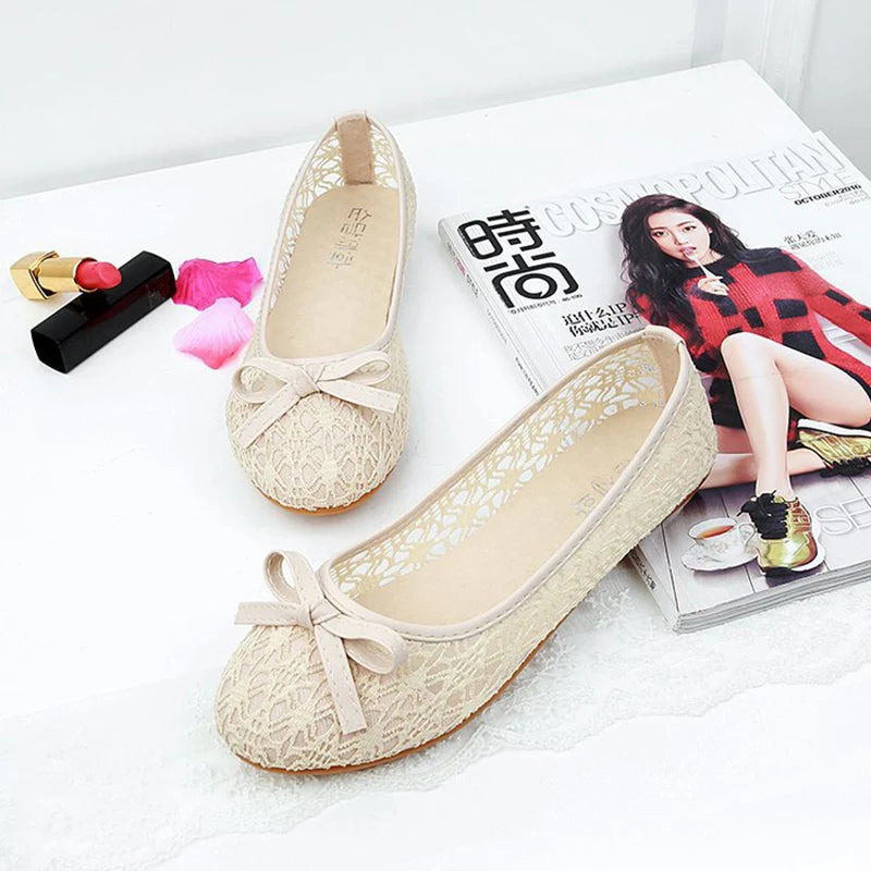 Women Fashion Slip On Cut Outs Flat Shoes