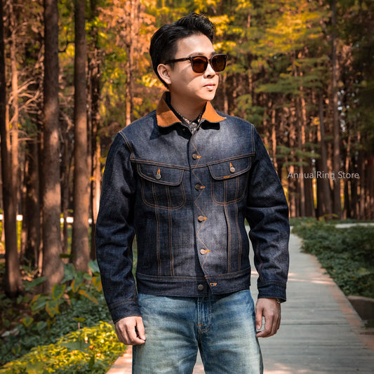 Red Tornado Corduroy Collar 18oz Selvedge Denim Trucker