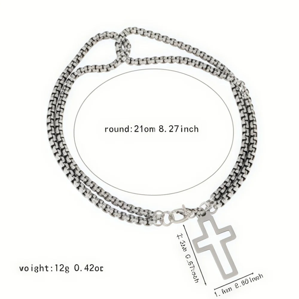Men's Fashion Double Chain Cross Hollow Wrist Bracelets