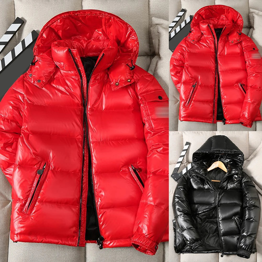 Women Puffer Parka Jacket with Hooded Standup Collar