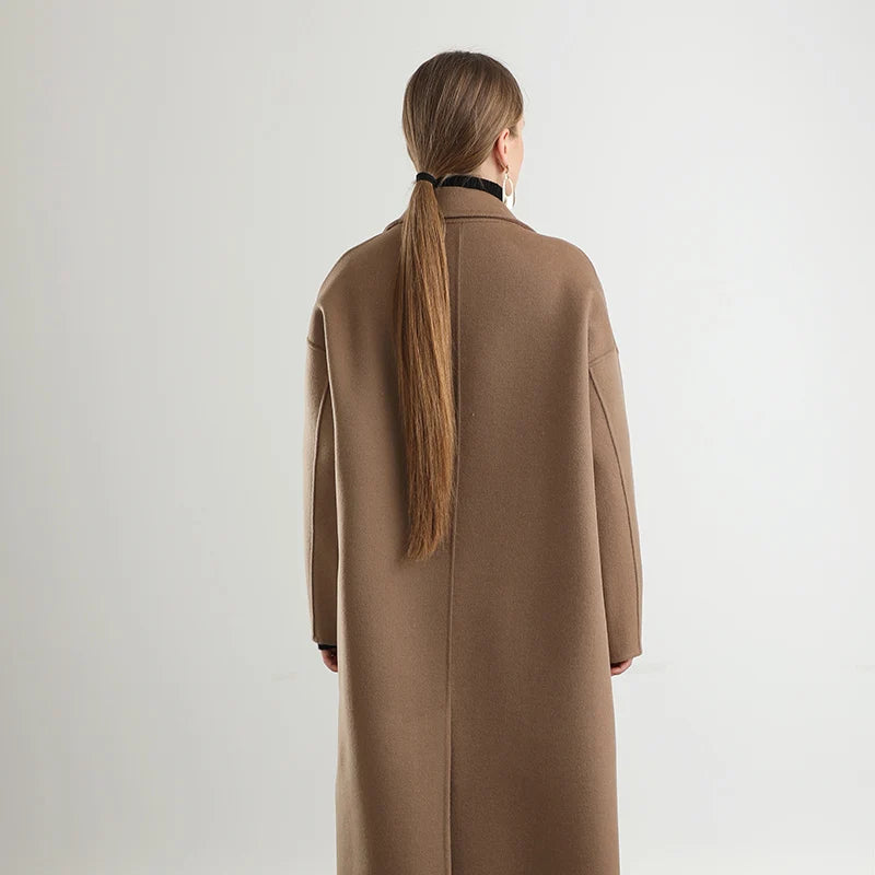 women's wool coat, double-sided, warm, high-end lapel coat