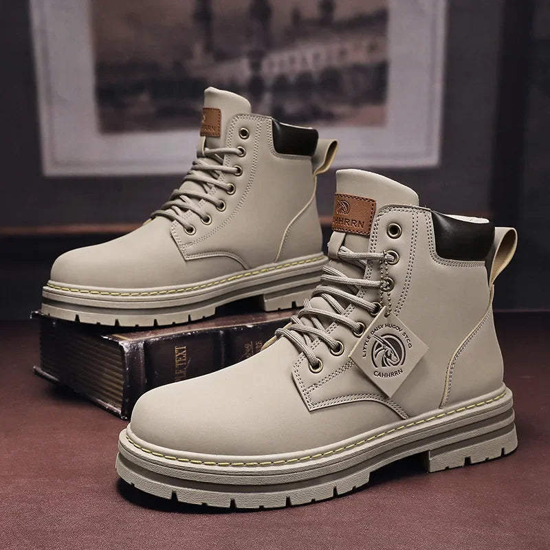 High Top Boots Men's Leather Shoes  Ankle Boots for Men