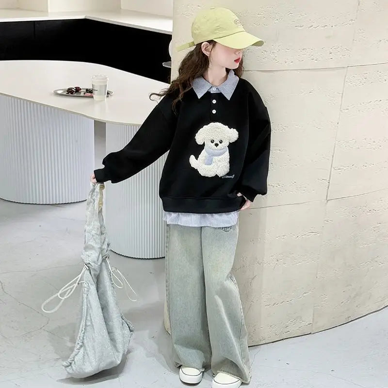 Sweatshirt Girls Two-Piece Polo Hoodie