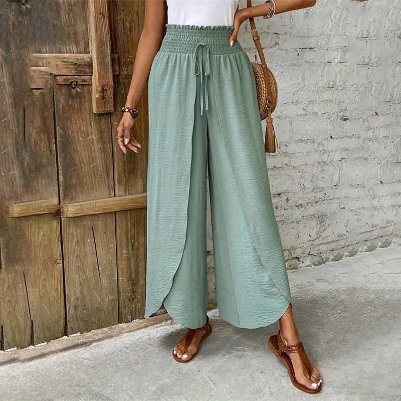 Women Wide Leg Pants Yoga Split Trousers