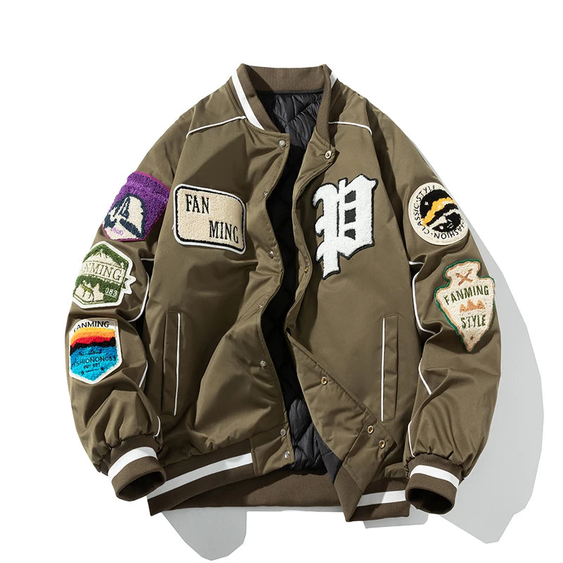 Winter Varsity Jacket Men Women Letter Badge American Baseball Jacket Street Fashion