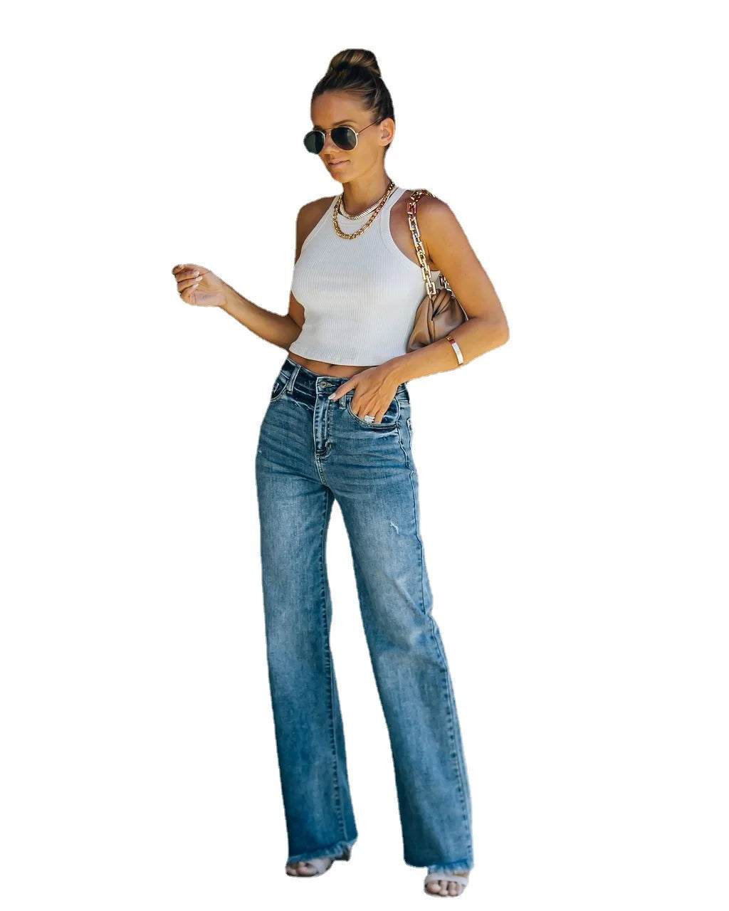 Women's Jeans High Waist Loose Jeans big size Flare Pants Pantalon