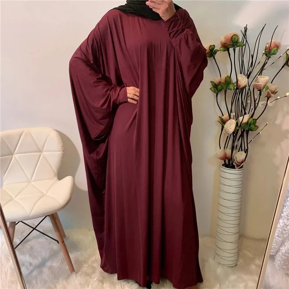 Women Abaya Khimar Prayer Garment Batwing Sleeve Dresses