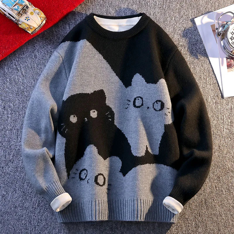 Cartoon Cat's New Knitted Sweater Warm Knitted Sweater