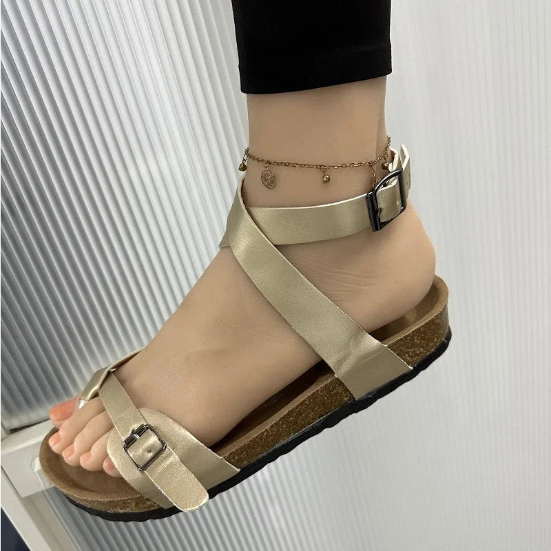 Women's Sandals  Buckle Strap Ladies Shoes Ankle Calf Straps