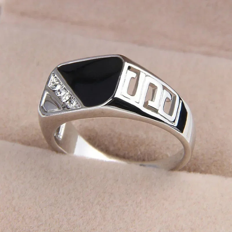 New Metal Glossy Rings for Men Geometric Width Signet Square Finger Punk Style Fashion Ring