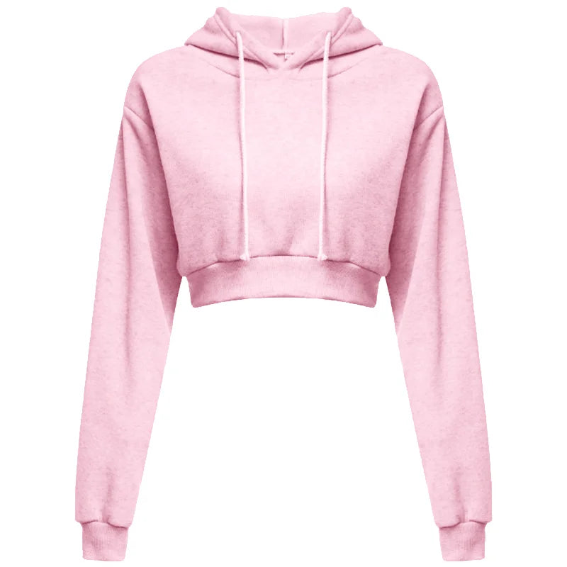Women's casual solid color hooded sweatshirt with long sleeves
